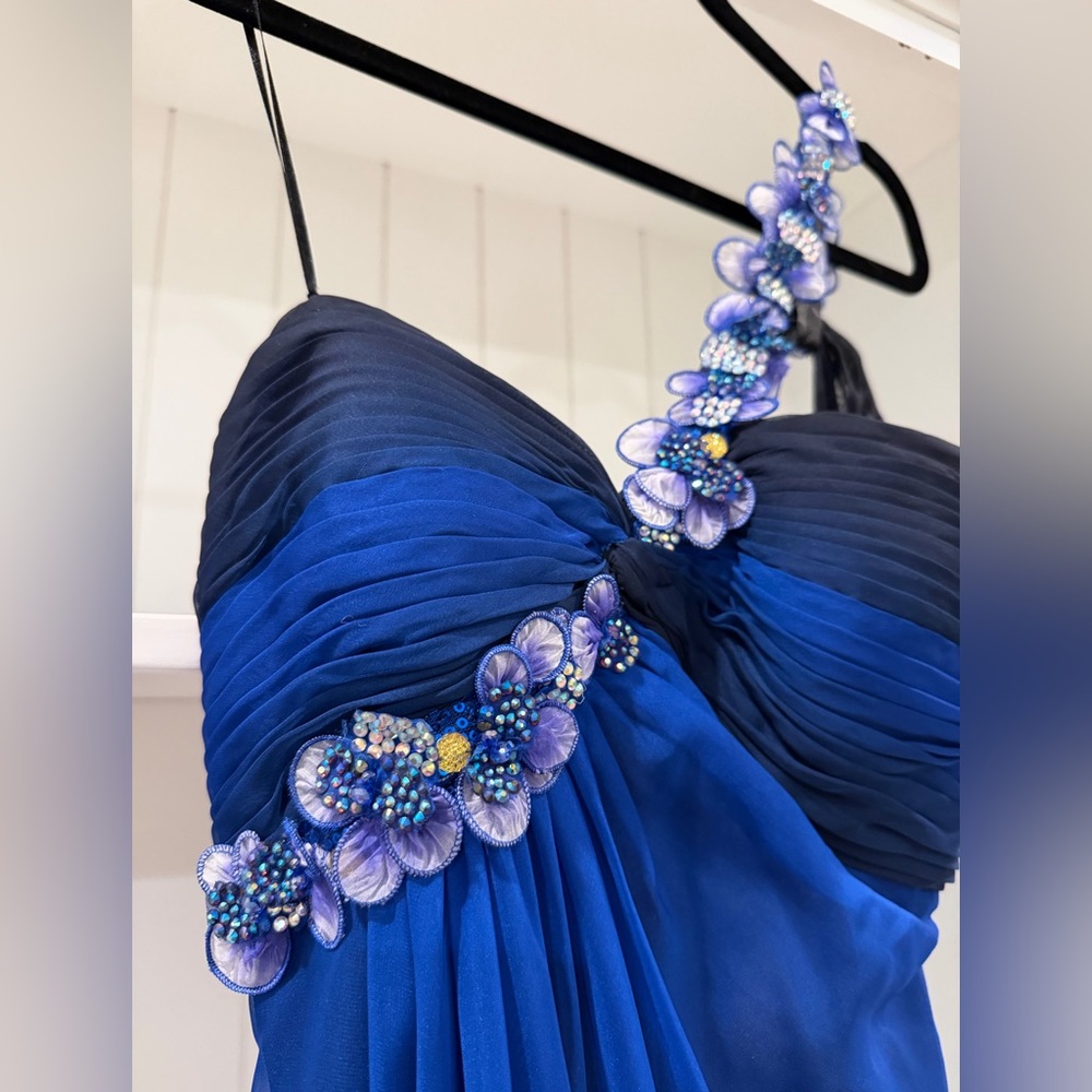 Cache One Shoulder Blue Dress